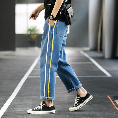 Men Casual pants Denim Jeans trousers, wide-leg pants - www.Shopthatapp.com