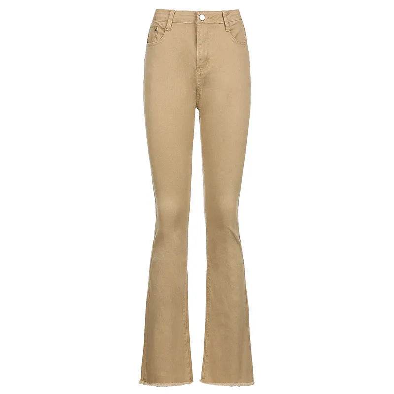 Brown High Waist Stretch Bootcut Jeans Women Casual Pants - www.Shopthatapp.com