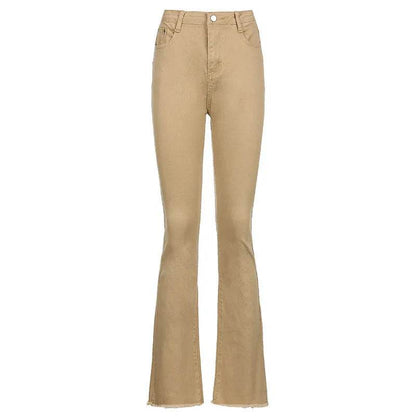 Brown High Waist Stretch Bootcut Jeans Women Casual Pants - www.Shopthatapp.com