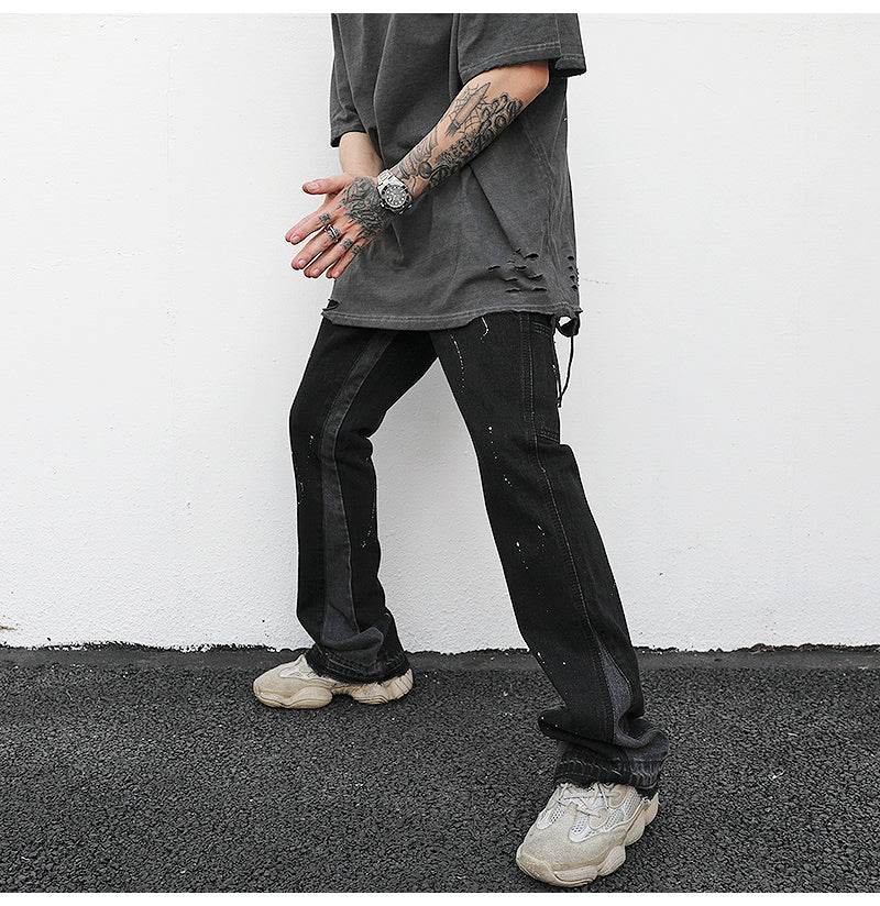 Reconstructed Splatter Denim Jeans pant fashion men - www.Shopthatapp.com