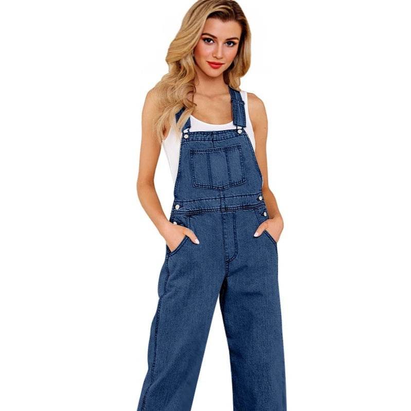 Jeans with Suspender Buttons – Women’s Wide Leg High Waist Denim - www.Shopthatapp.com