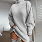 Winter Solid Knitted turtleneck sweater dress Mini - www.Shopthatapp.com