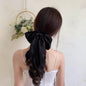 Silk satin oversized bow tie Hair Scrunchies ponytail Holder - www.Shopthatapp.com
