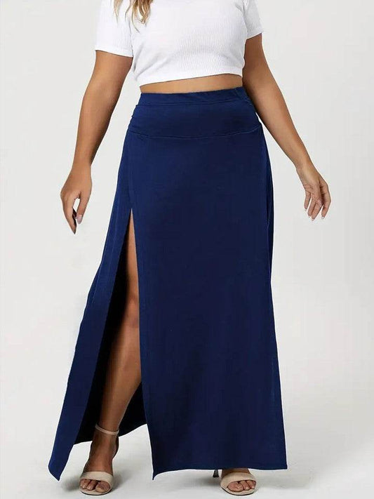 Women's High Waist Slit Solid Color Side Slit Maxi Skirt - www.Shopthatapp.com
