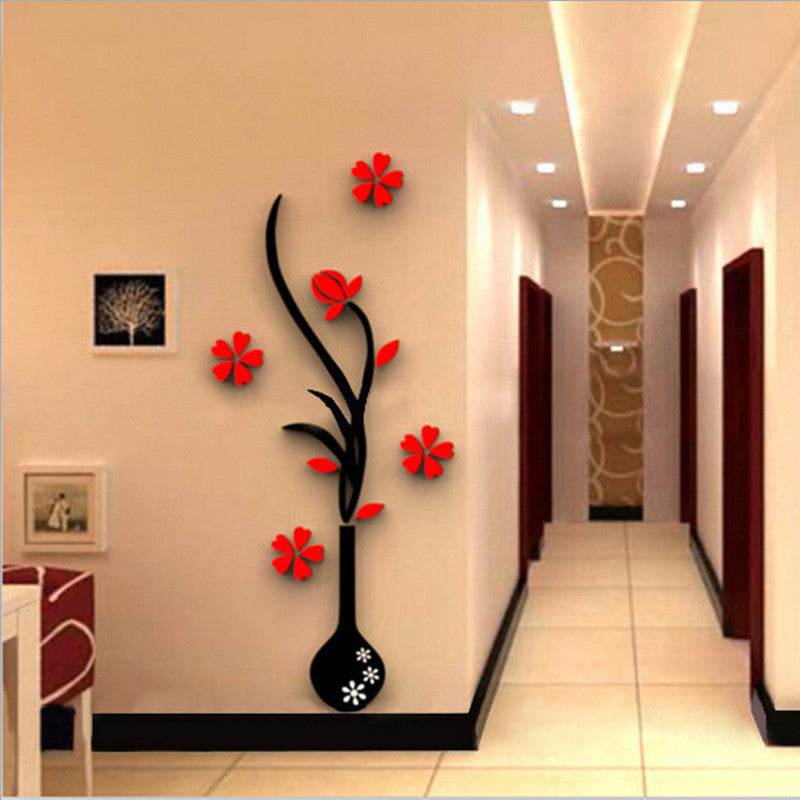 Creative vase acrylic 3D wall sticker Home Wall Decals - www.Shopthatapp.com