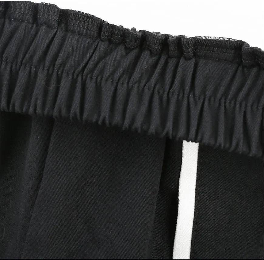 White Stripe Cargo Pants Women Trousers Pockets Patchwork Contrast Color High Waist Pants Hip Hop Capris - www.Shopthatapp.com