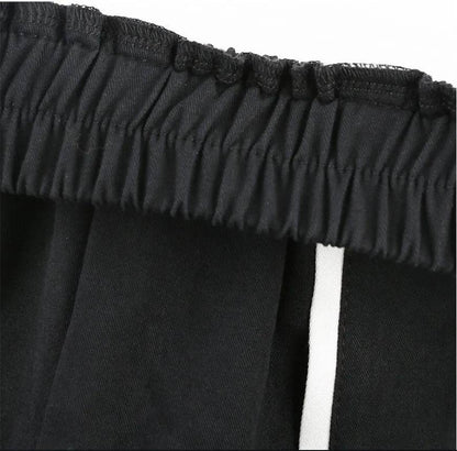 White Stripe Cargo Pants Women Trousers Pockets Patchwork Contrast Color High Waist Pants Hip Hop Capris - www.Shopthatapp.com