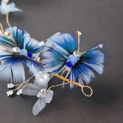 Bridal Wedding Hair Accessories Flower Headband Blue - www.Shopthatapp.com