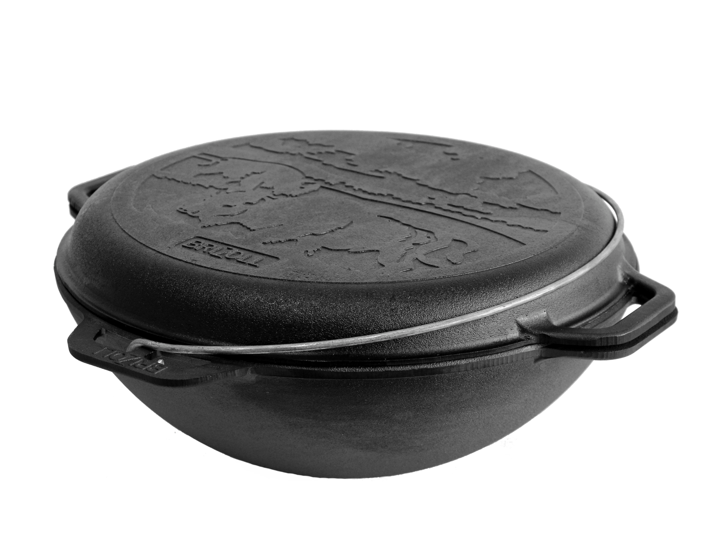 12 L Cast Iron Asian Cauldron with Skillet Lid & Metal Stand