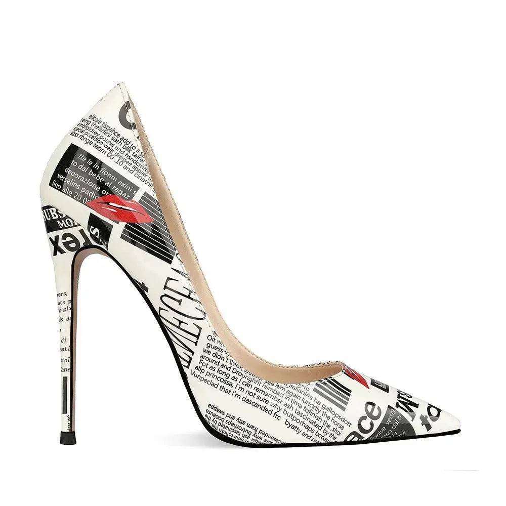 Women's Pointed Toe Stiletto Heels Catwalk Show Shoes 12cm Graffiti Fashion High Heels Women - www.Shopthatapp.com
