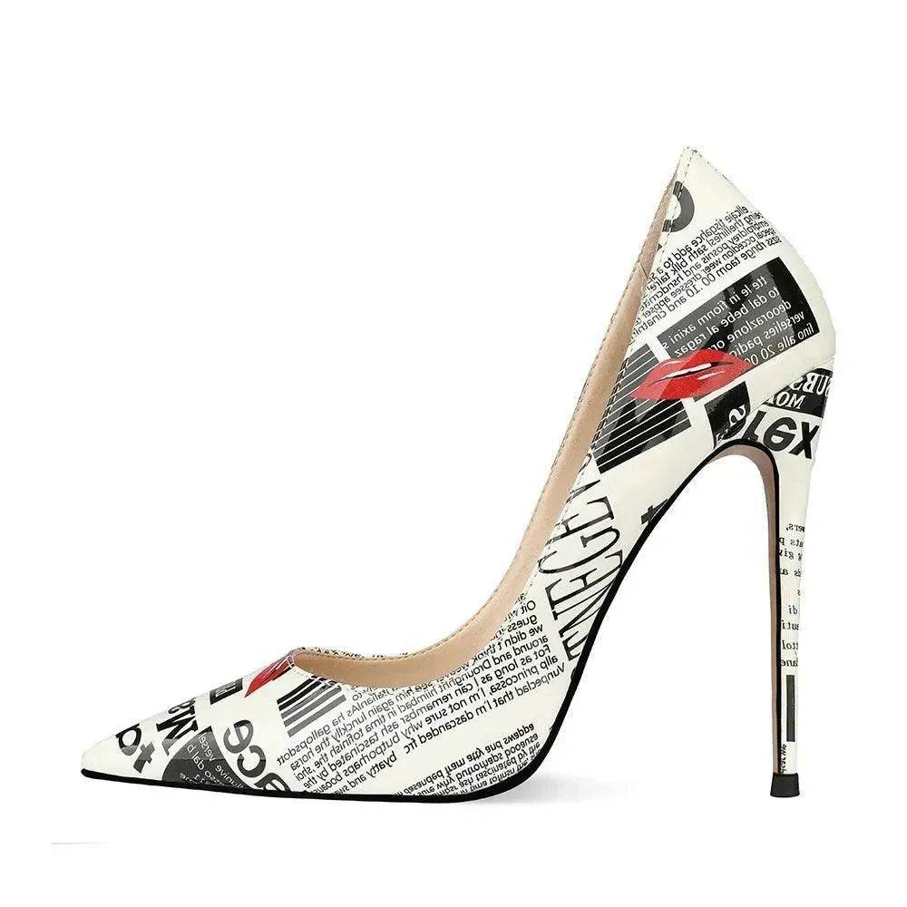 Women's Pointed Toe Stiletto Heels Catwalk Show Shoes 12cm Graffiti Fashion High Heels Women - www.Shopthatapp.com