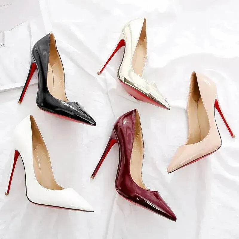12cm high heels pointed toe stiletto shoes - www.Shopthatapp.com