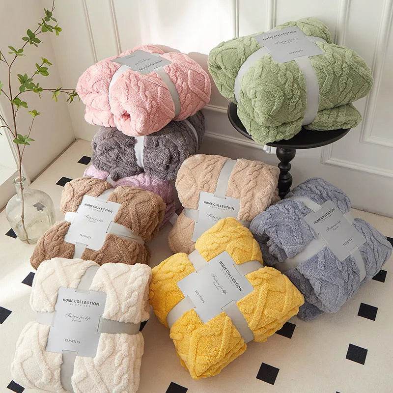 Single-layer Double-sided Tower Velvet Sofa Cover Soft Winter Blanket - www.Shopthatapp.com