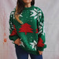 Women's Fashion Christmas Tree Jacquard Round Neck Long Sleeve Pullover Sweater top - www.Shopthatapp.com