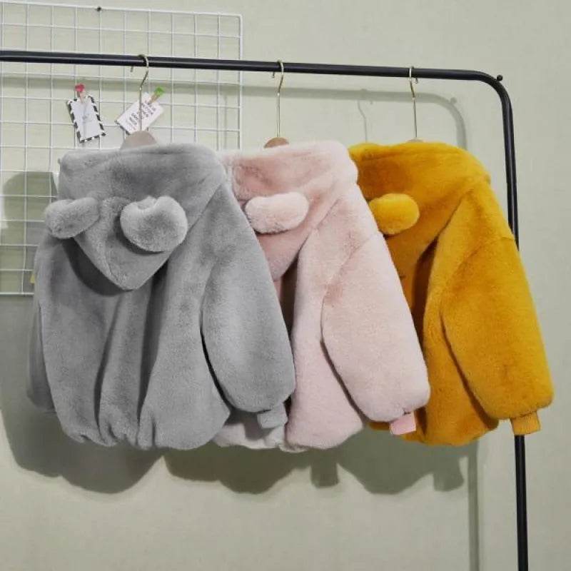 Autumn Winter Thickening Children's Cartoon Fur Hoodie Jacket - www.Shopthatapp.com