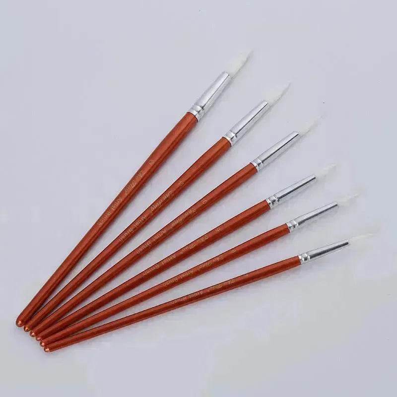 12Pcs  Lot Round Shape Nylon Hair Wooden Handle Paint Brush Set Tool For Art School Watercolor Acrylic Painting - www.Shopthatapp.com