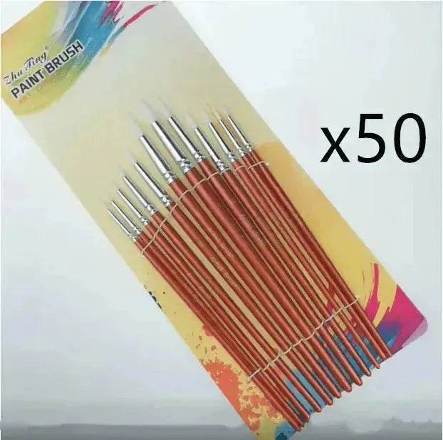 12Pcs  Lot Round Shape Nylon Hair Wooden Handle Paint Brush Set Tool For Art School Watercolor Acrylic Painting - www.Shopthatapp.com