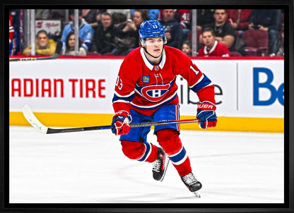 Cole Caufield 20x29 Framed Canvas Montreal Canadiens - www.Shopthatapp.com