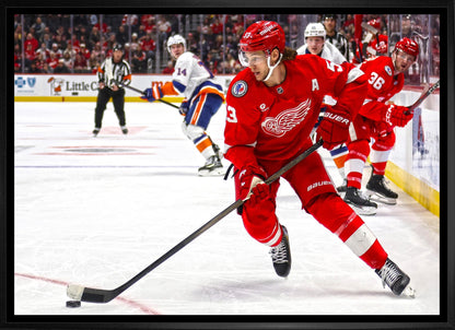 Moritz Seider 20x29 Framed Canvas Detroit Red Wings - www.Shopthatapp.com