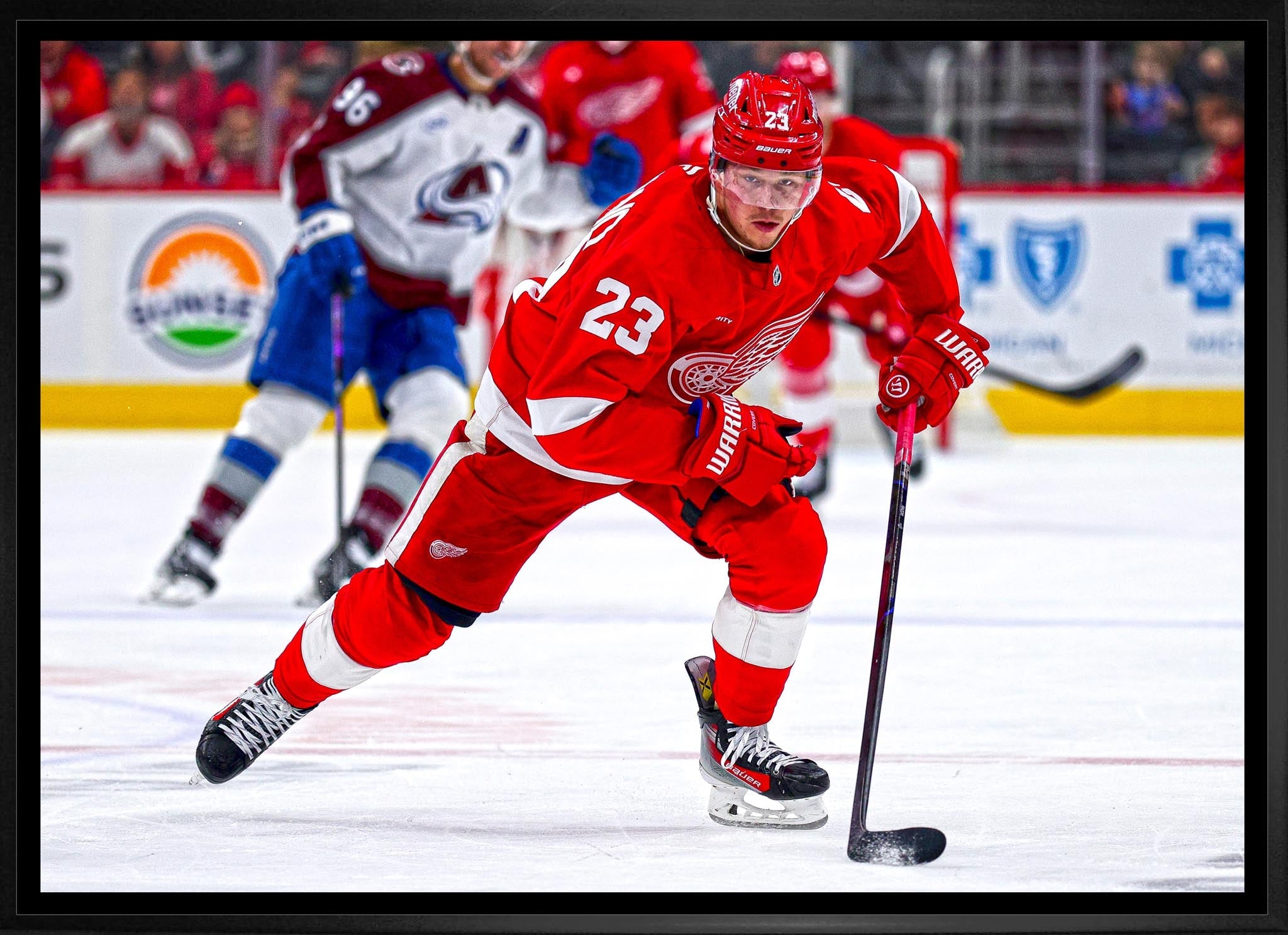 Lucas Raymond 20x29 Framed Canvas Detroit Red Wings - www.Shopthatapp.com