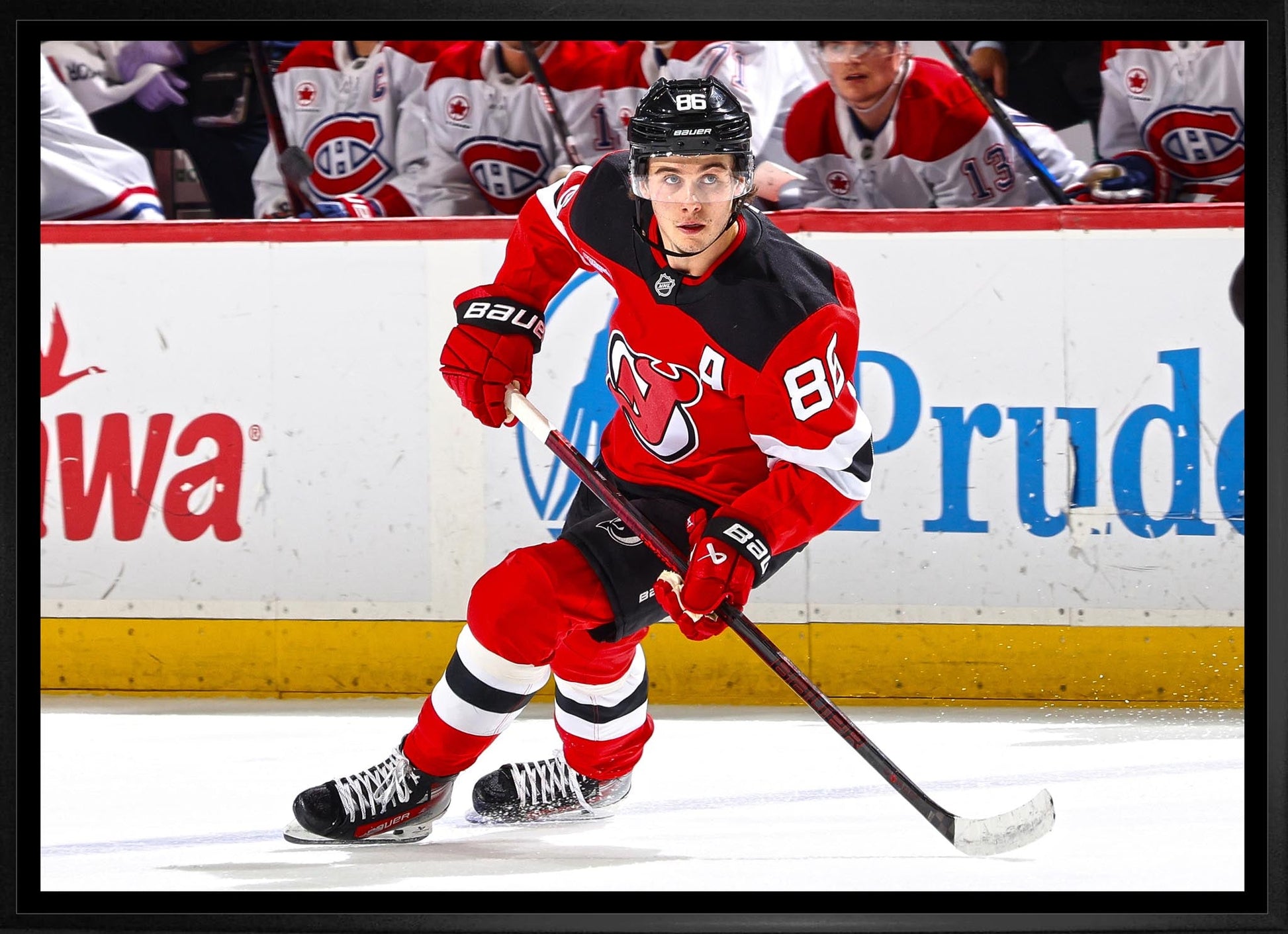Jack Hughes 20x29 Framed Canvas New Jersey Devils - www.Shopthatapp.com