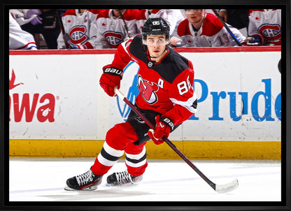 Jack Hughes 20x29 Framed Canvas New Jersey Devils - www.Shopthatapp.com