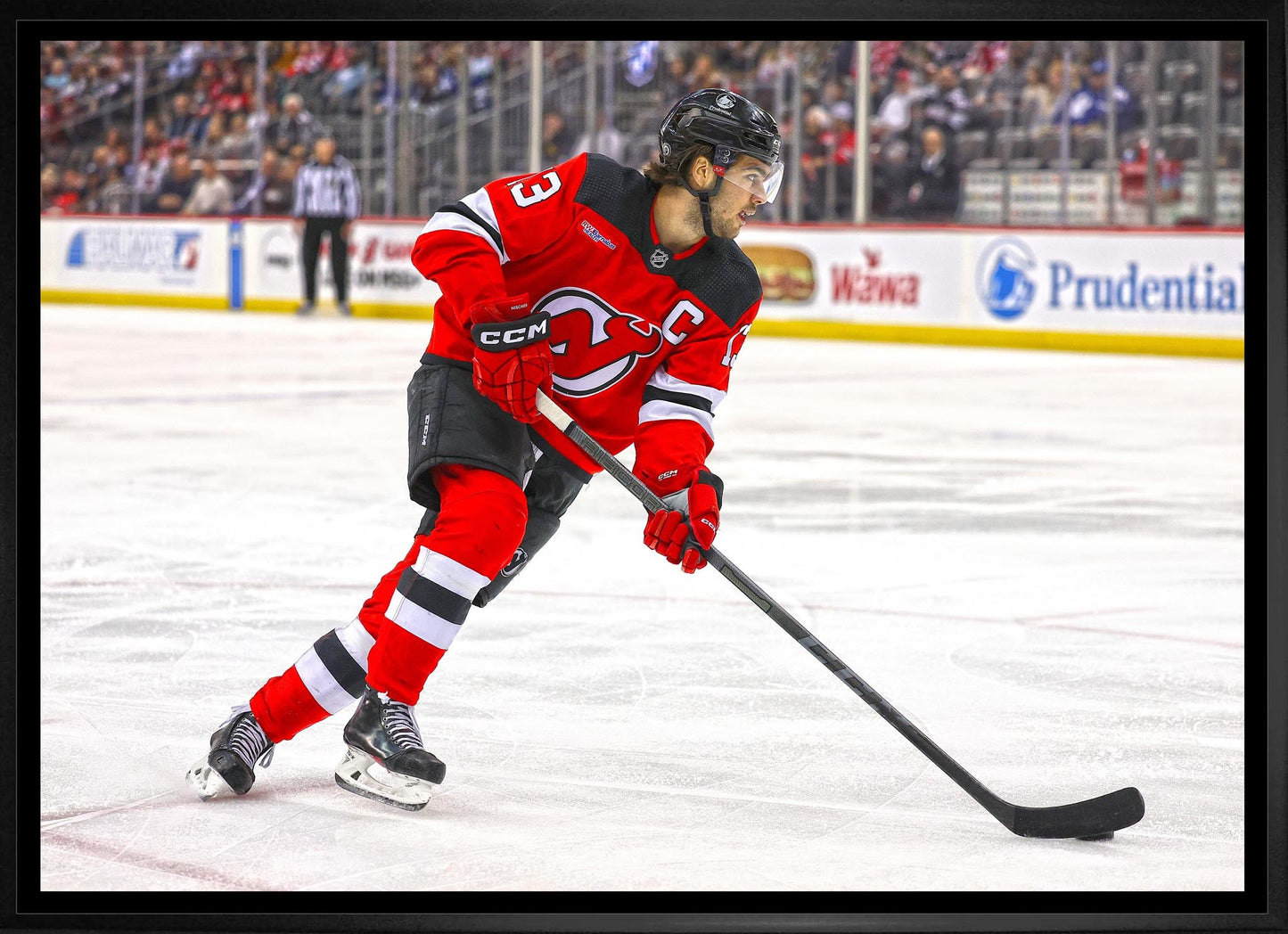 Nico Hischier 20x29 Framed Canvas New Jersey Devils - www.Shopthatapp.com