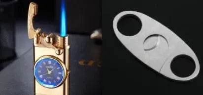 New Lighter With Electric Watch Rocker Arm Automatic Ignition Straight Blue Flame Lighter Creative Real Dial Inflatable Windproof Cigar Lighter Men's Watch Gift - www.Shopthatapp.com