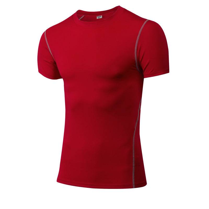 Solid color quick-drying bottoming short sleeve fitness t-shirt top - www.Shopthatapp.com
