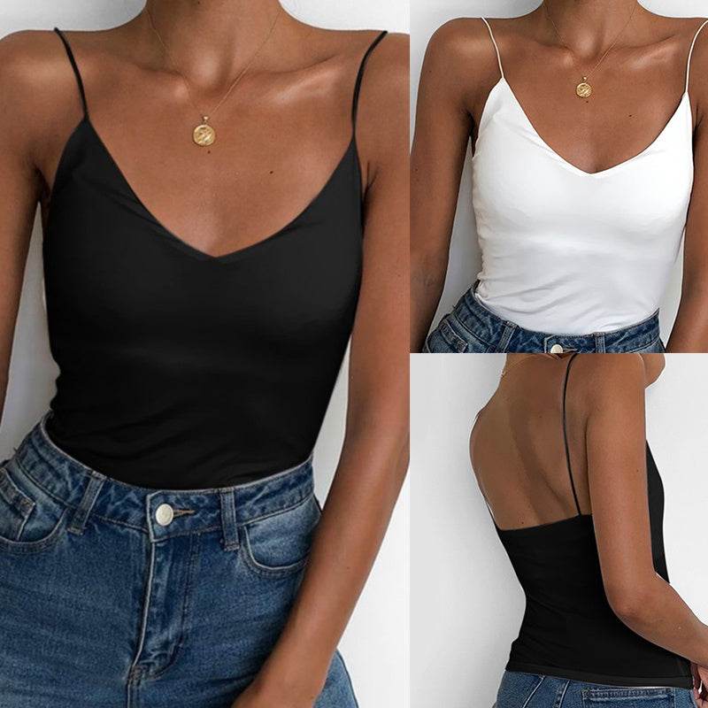 Satin Women Thin Wild Solid Camis Vest Women Tank Tops - www.Shopthatapp.com