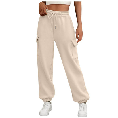 Women's Sweatpants Fleece Lined Baggy Athletic Jogger Trousers With Pockets Fall Casual Trendy Cargo Pants Fall Outfits - www.Shopthatapp.com