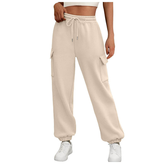 Women's Sweatpants Fleece Lined Baggy Athletic Jogger Trousers With Pockets Fall Casual Trendy Cargo Pants Fall Outfits - www.Shopthatapp.com