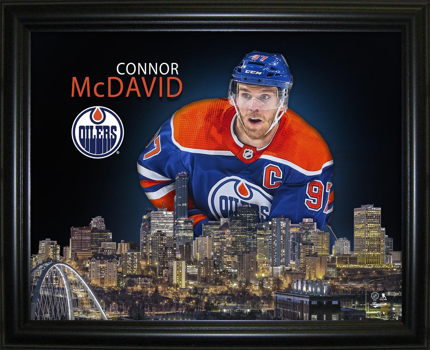 Connor McDavid 16x20 Framed Skyline Print Edmonton Oilers - www.Shopthatapp.com