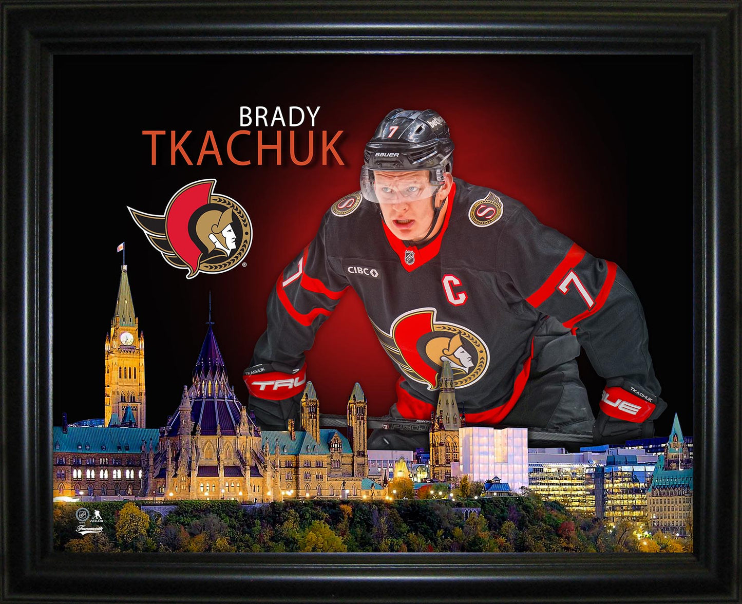 Brady Tkachuk 16x20 Framed Skyline Print Ottawa Senators - www.Shopthatapp.com
