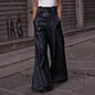 Fashion Leather High Waist Pocket Casual Trousers - www.Shopthatapp.com