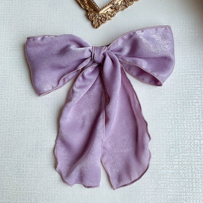 Silk satin oversized bow tie Hair Scrunchies ponytail Holder - www.Shopthatapp.com