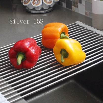 Folding Kitchen Drain Sink Rack Stainless Steel sink caddies - www.Shopthatapp.com