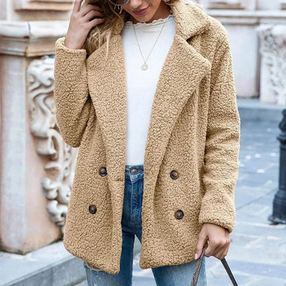Lapel Winter Fleece Fluffy Jacket Cardigan Sweater for women - www.Shopthatapp.com