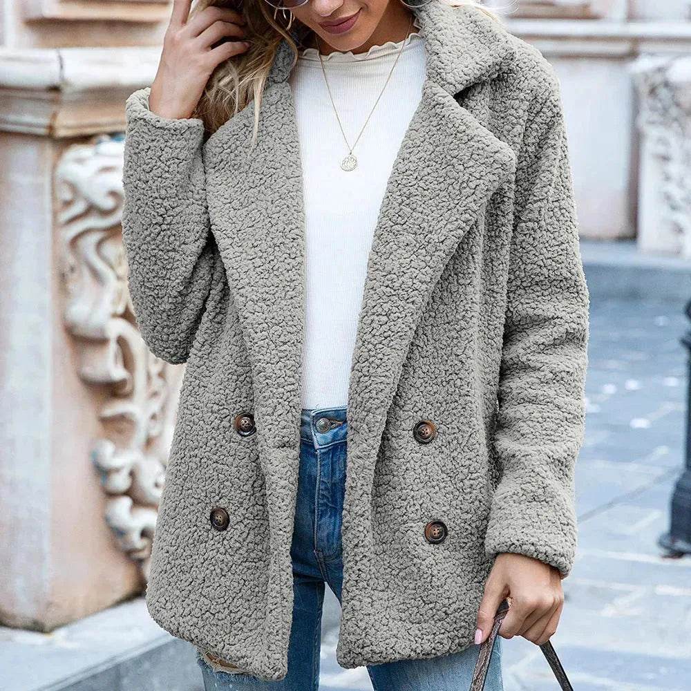 Lapel Winter Fleece Fluffy Jacket Cardigan Sweater for women - www.Shopthatapp.com