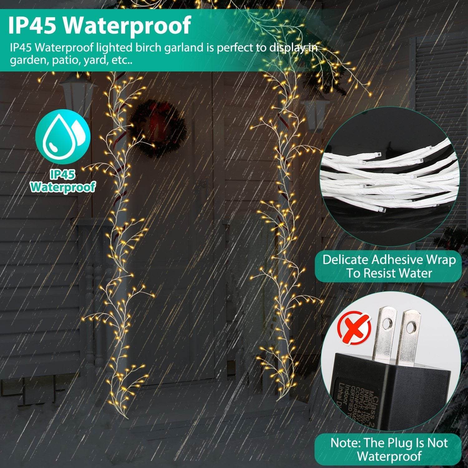 1Pc 7.87FT Lighted Birch Garland Lighted Twig Vine Lights 144LED Birch Garland With Lights String Light With Timer 8 Modes IP45 Waterproof For Christmas Fireplace Home Decoration - www.Shopthatapp.com