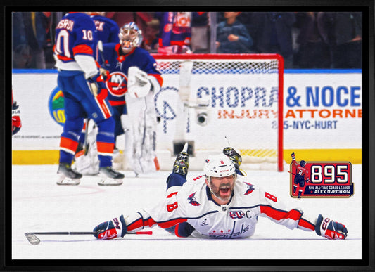 Alexander Ovechkin 20x29 Framed Canvas 895 Goals Celebration Washington Capitals - www.Shopthatapp.com
