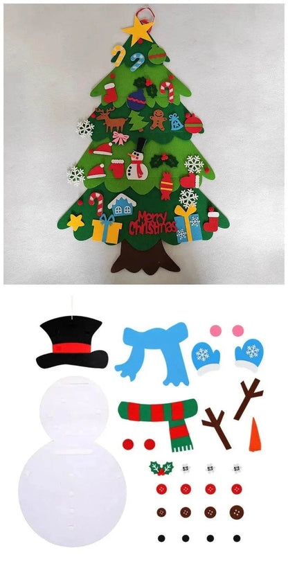 DIY Felt Christmas Tree New Year Toddler Kids Handmade Gift Toys Door Wall Hanging Ornaments Holiday Party Home Decor Set - www.Shopthatapp.com