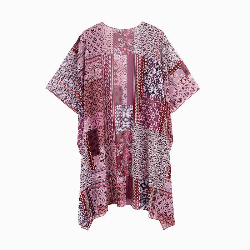 Spring Summer Printed Sun Protection Beach Kimono Cardigan Blouse top Women - www.Shopthatapp.com