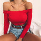 Sexy Cotton Blend Crop Top Off Shoulder Black Red Crochet Women Brandy Elegant Short Tank Crop Tops Bustier - www.Shopthatapp.com