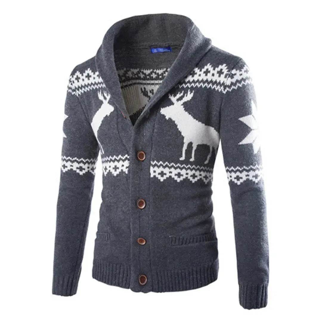 Men's fawn Deer Button Christmas cardigan sweater - www.Shopthatapp.com