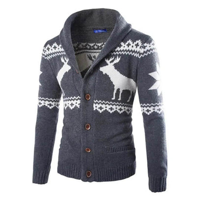 Men's fawn Deer Button Christmas cardigan sweater - www.Shopthatapp.com