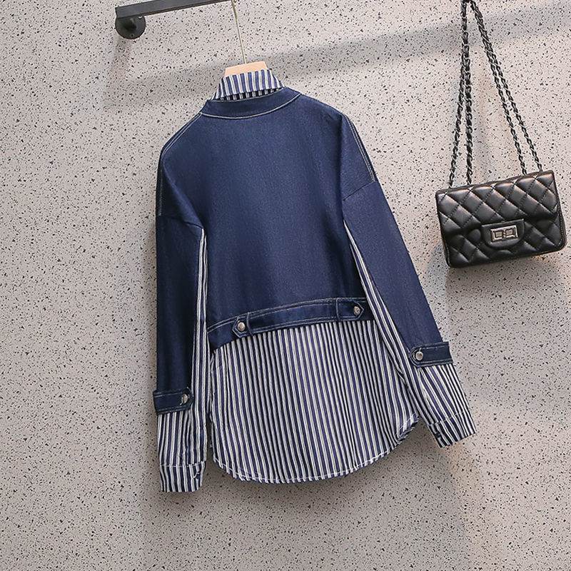 Casual Denim Jacket Fake Two-piece Suit Women - www.Shopthatapp.com