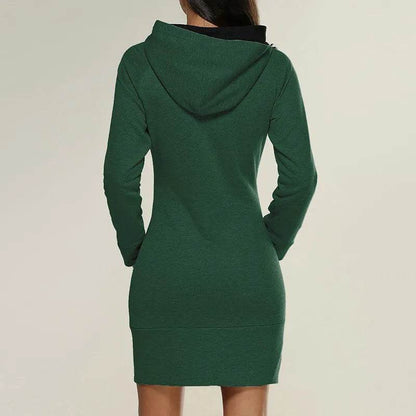 Women New hooded zipper pullover mid-length sweater - www.Shopthatapp.com
