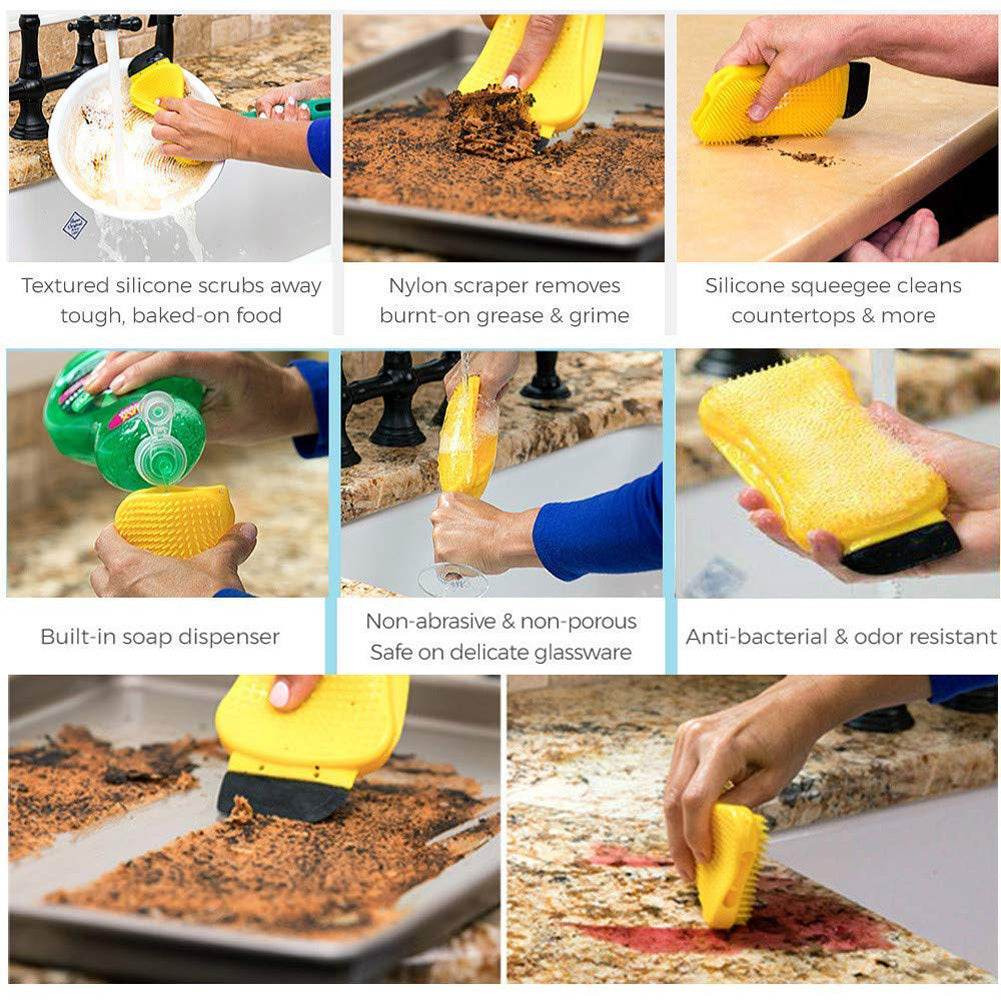 3-in-1 Sponge Hero Kitchen Scrub, Scrapes and Squeegees - www.Shopthatapp.com