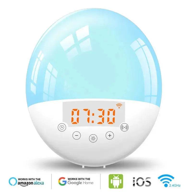 Wifi voice control smart wake-up light alarm clock - www.Shopthatapp.com